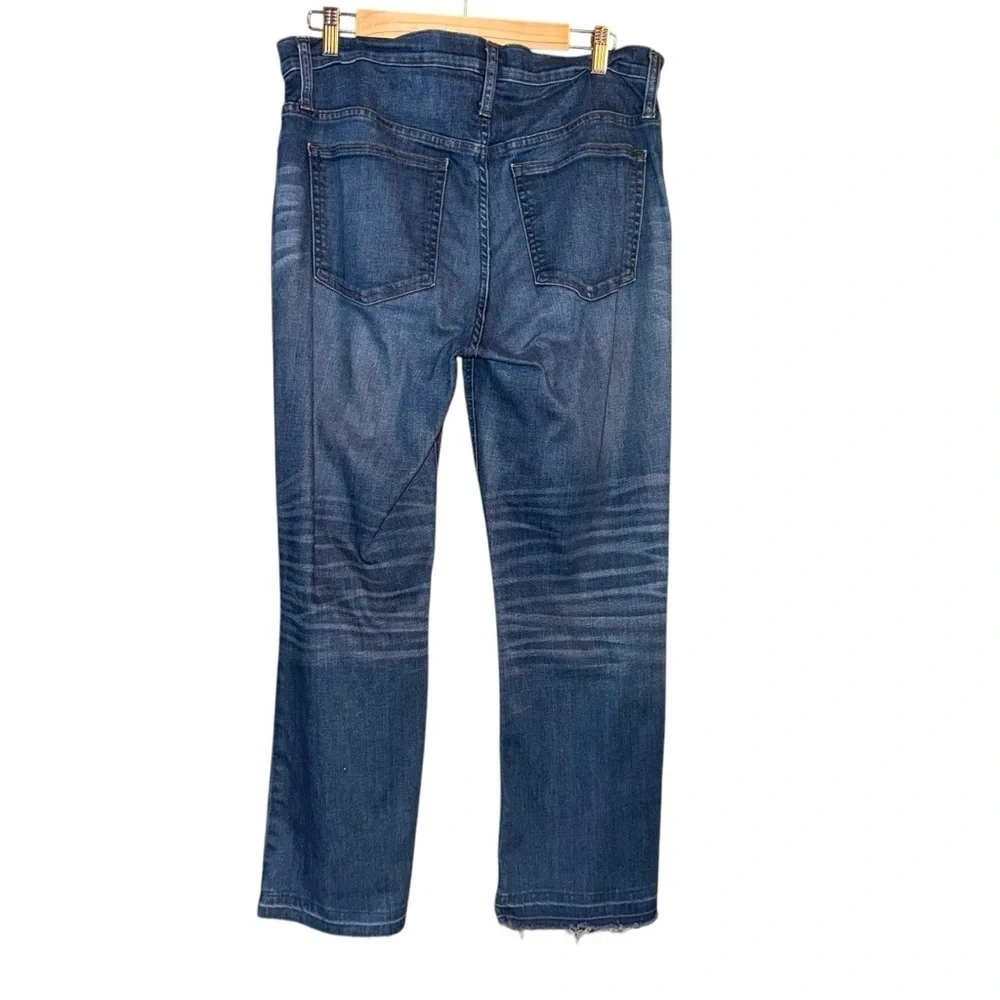 J. CREW Billie Demi Boot Crop Jeans in Warm Indigo Distressed Plus Size 32
